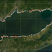 map of Long Island Sound showing long-term rate of change for each area