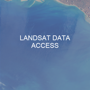 A screenshot of Landsat data image with " Landsat data access" text overlain.