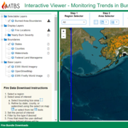 Screenshot of map viewer of the United States and Canada with text legend along the left side