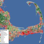 A map showing land cover in the Cape Cod region