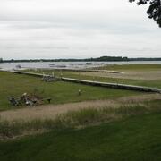 Photo showing low water levels and dock extensions on White Bear Lake, Minnesota.
