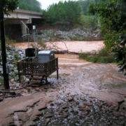 USGS station 02337410 Dog River at Ga 5, near Fairplay, Ga, photo taken during the 2009 flood event, this station recorded a 