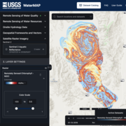 WaterMAP of Pyramid Lake showing chloropyll with colored bands