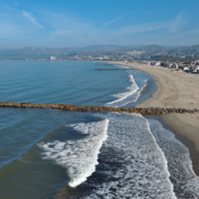 Still image aerial view of groin field in Santa Barbara