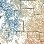 map of the lower 48 U.S. showing stream temperatures ranging from ~20-5 degrees celsius