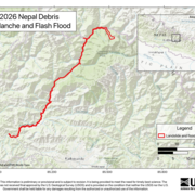 Map of the landslide and flooding extent of the 2026 Nepal Debris Avalanche and Flash Flood