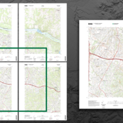 Image showing that one OnDemand Topo map may contain up to four portions of US Topo maps
