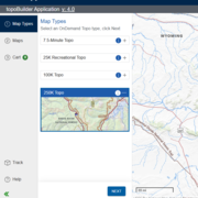 topoBuilder application highlighting the 250k Topo