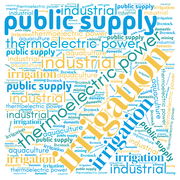 Word cloud representation of total water withdrawals by category in 2015