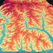 3DEP lidar point cloud visually representing the remotely-sensed terrain.