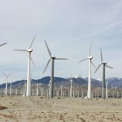 wind turbines in a dessert landscape