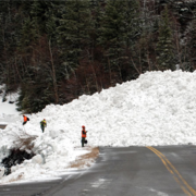 Avalanche debris across Going-To-The-Sun Road