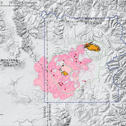 A digital elevation map of Yellowstone Caldera
