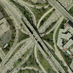 Orthoimage of a four-way interchange, Los Angeles, CA