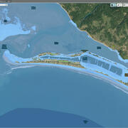 Web browser screen showing an application with different parameters and controls on left and the resulting map on right.