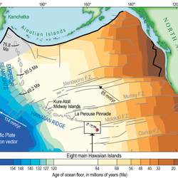 The Hawaiian Islands (red) and Hawaiian Ridge-Emperor Seamounts vol...