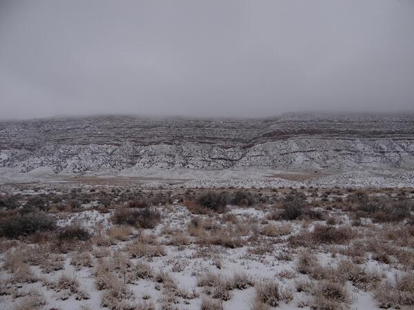 Image: Snow-covered Sandstone Cliff