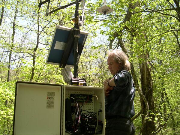 Image: Dr. Douglas Muchoney Working on a Weather Station