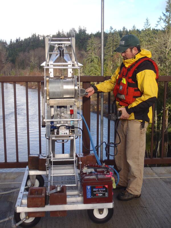 Image: Operating Sediment-sampling Reel, Elwha River, Washington