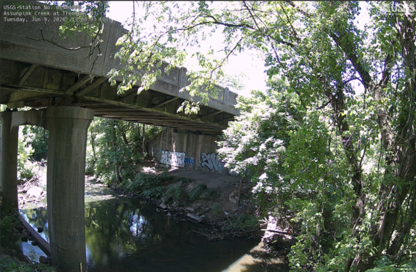 Looking at the river under a bridge in Trenton