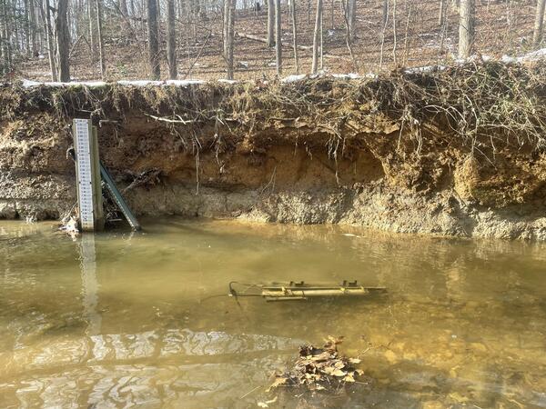 Monitoring site at an urban stream with an eroding streambank