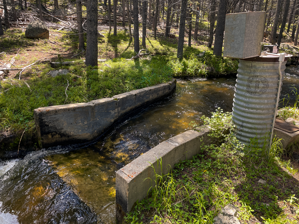 Diversion monitoring equipment in the Big Horn Mountains, Wup,omg