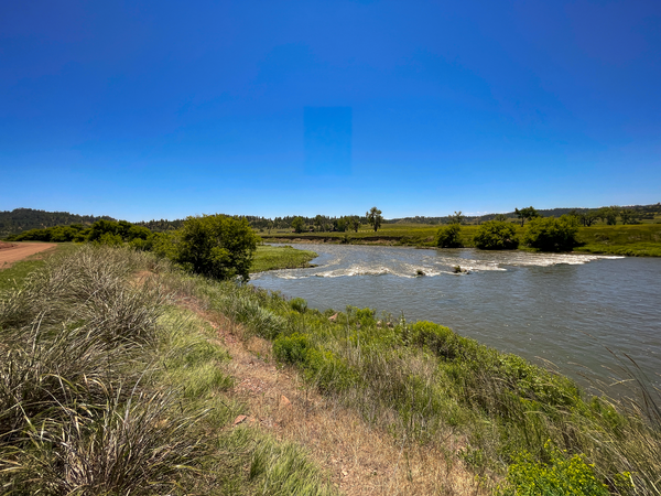 View of an older diversion dam on the Tongue River in Wyoming during summer 