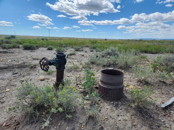 An orphan well sits open and exposed to the environment in Toole County, MT.