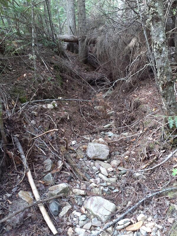 A steep stream channel with no water