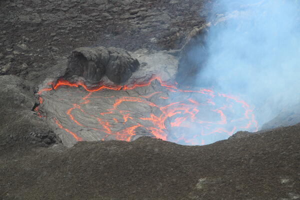 Color photograph of lava pond