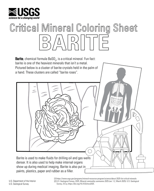 Coloring page for the critical mineral barite.