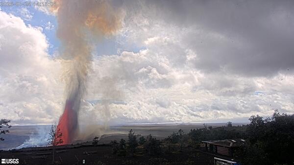 Color photograph of lava fountain