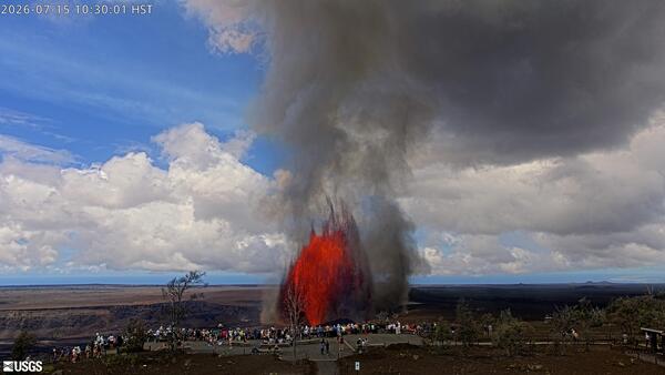 Color photograph of lava fountain
