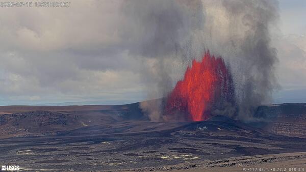 Color photograph of lava fountain