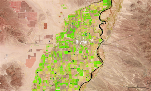 An image from space showing agricultural fields 