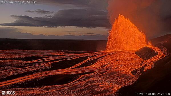 Color photograph of lava fountain