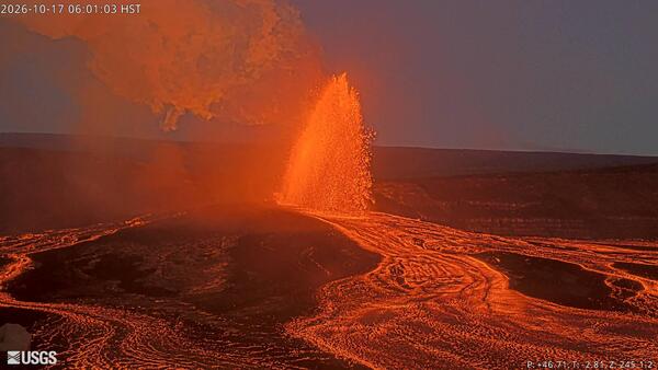Color photograph of lava fountain
