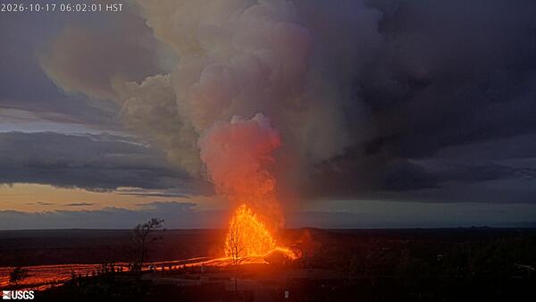 Color photograph of lava fountain