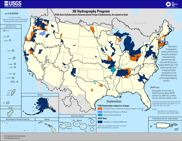 3D Hydrography Program FY26 DCA Project Submissions Accepted to Date