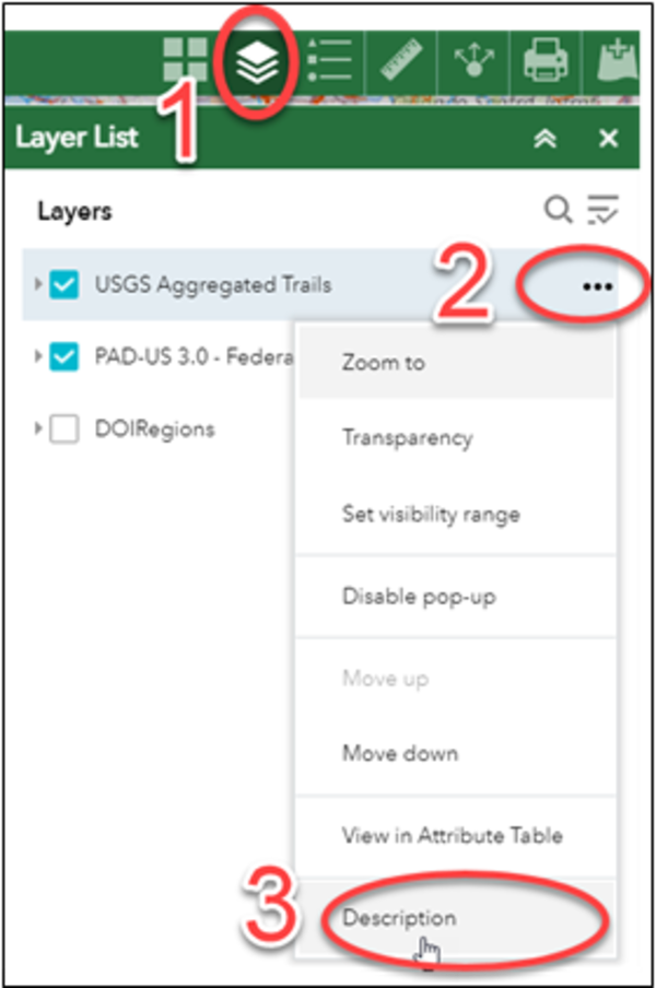 Access to USGS Trail Service