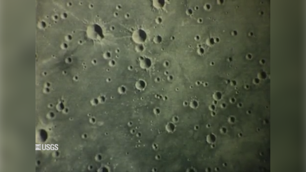 An aerial image of a crater field