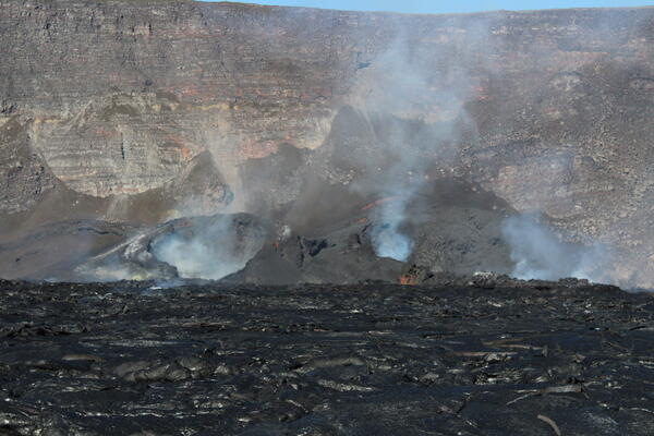 Color photograph of volcanic vents