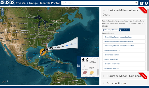 map showing trajectory of Hurricane Milton across Florida
