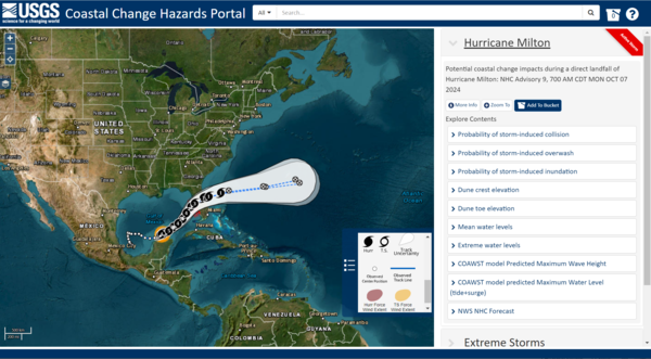 Map showing trajectory of Hurricane Milton going across Florida
