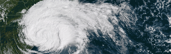 Satellite image of Hurricane Florence after making landfall in North Carolina