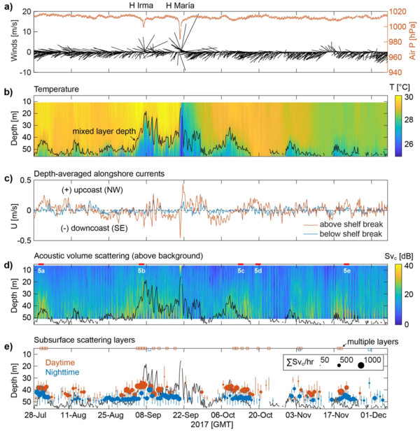 Chart showing time-series from the entire 132-day deployment off the southwest Puerto Rico coast