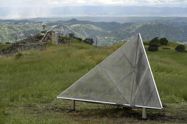 A corner reflector, designed to reflect satellite radar signals 