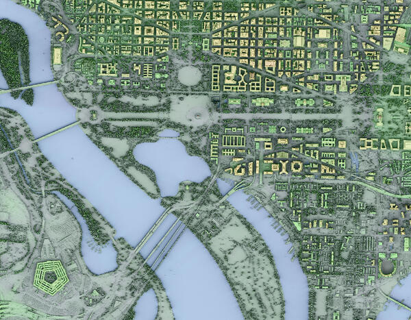 Washington, DC 3DEP Lidar derived DSM Time in Daylight