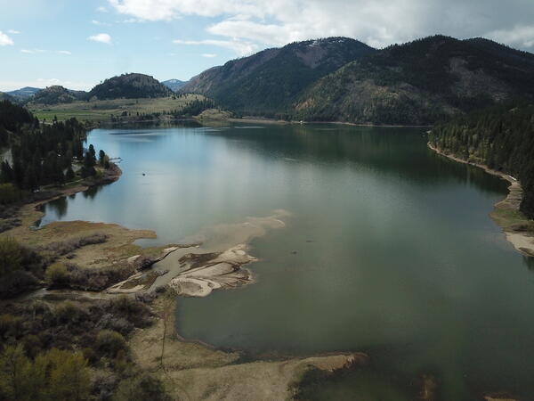 Aerial view of lake