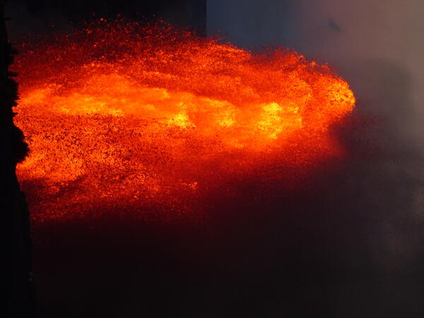 Color photograph of lava fountain